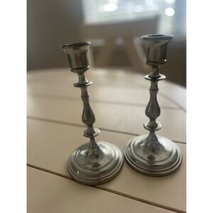 Boardman 257 Pewter Candleholders: 3.5" x 7.5, Colonial Style/Brand. A05